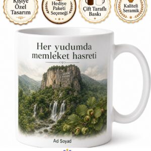 Giresun Keşap Şahin Kayası Şelaleler Fındık Ağaçları Karadeniz Yeşili Kupa Bardak Hediye