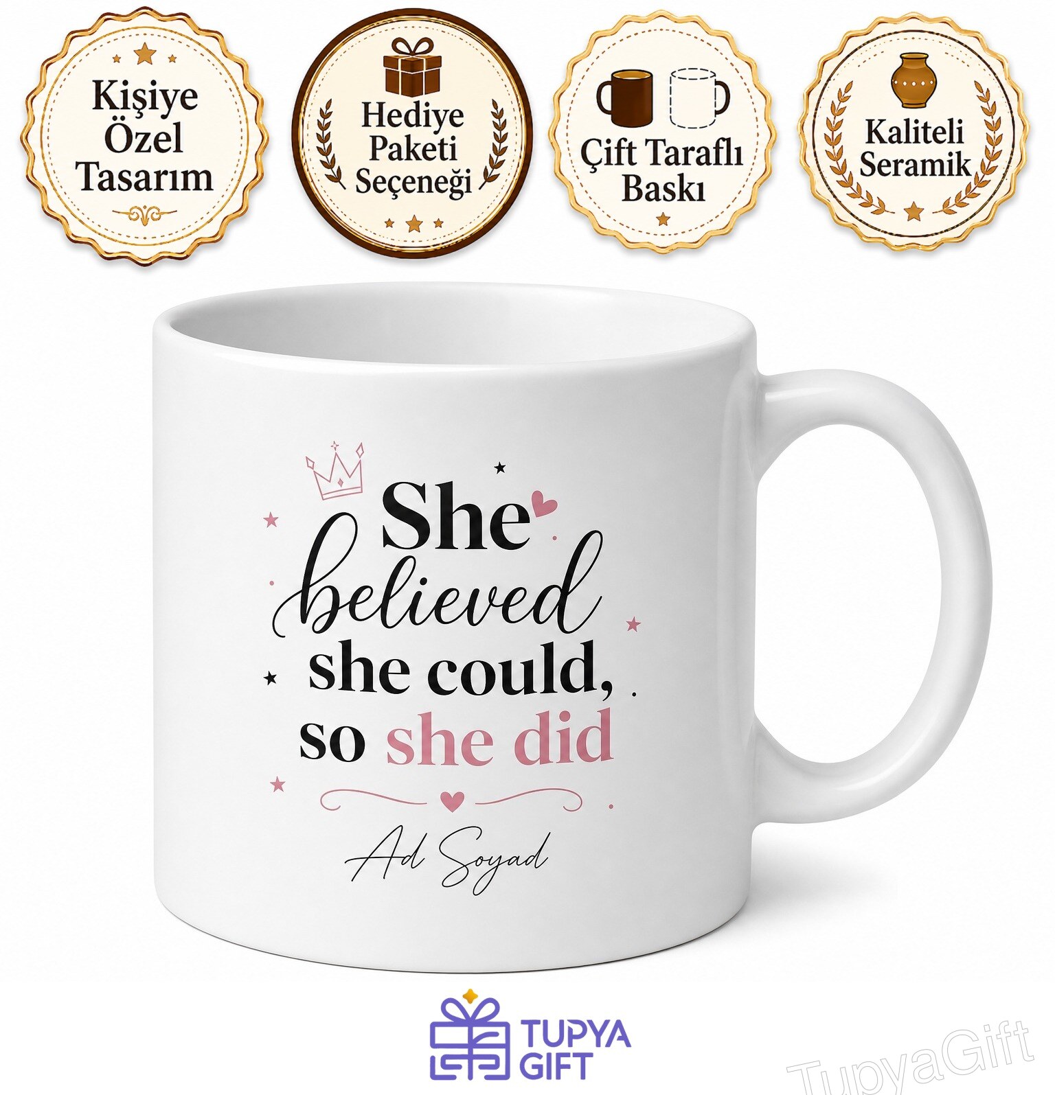 Girl Boss Baskılı Kız Patron İngilizce Kupa Bardak Hediye Motivasyon