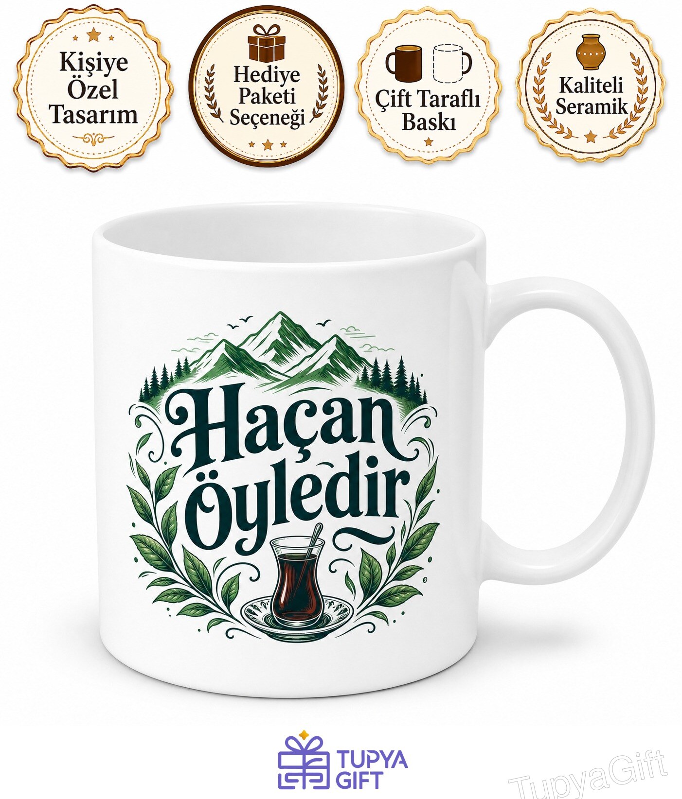 Haçan Öyledir Yazılı Trabzon Rize Şiveli Memleket Kupası Hediye Bardak