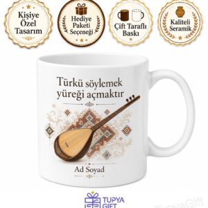 Hacı Taşan Kırşehir Türkü Bağlama Üstadı Orta Anadolu Ruhu Porselen Kupa Bardak Hediye