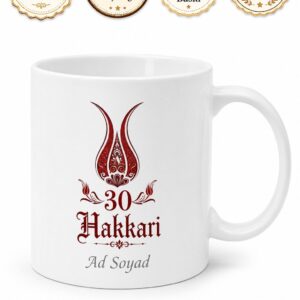 Hakkari Plakalı Ters Lale Motifli Yöresel Seramik Kupa Bardak Hediye