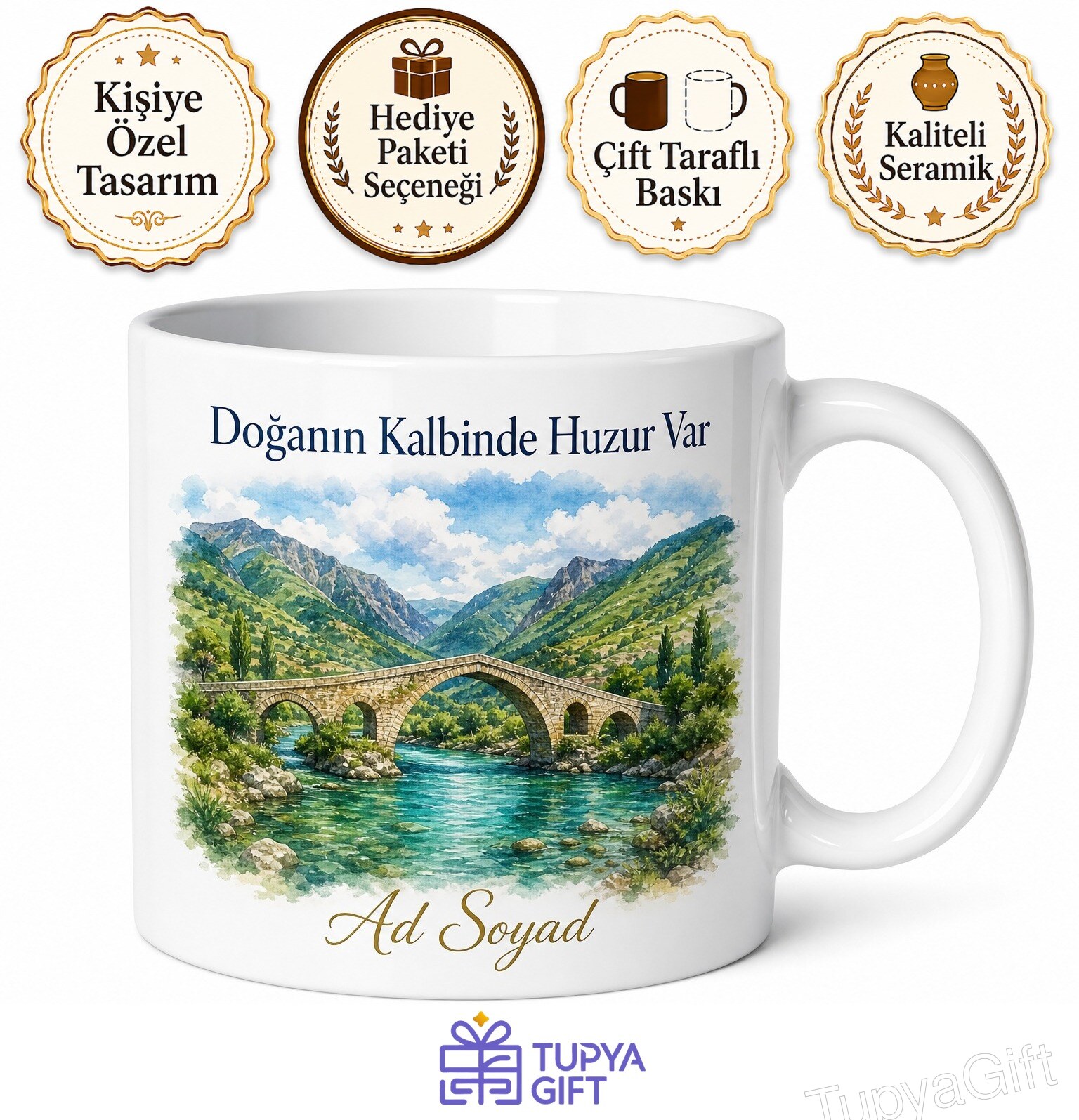 Hakkari Şemdinli Nehri Taş Köprü Doğa Su Kaynakları Temiz Hava Çay Kupası Hediye