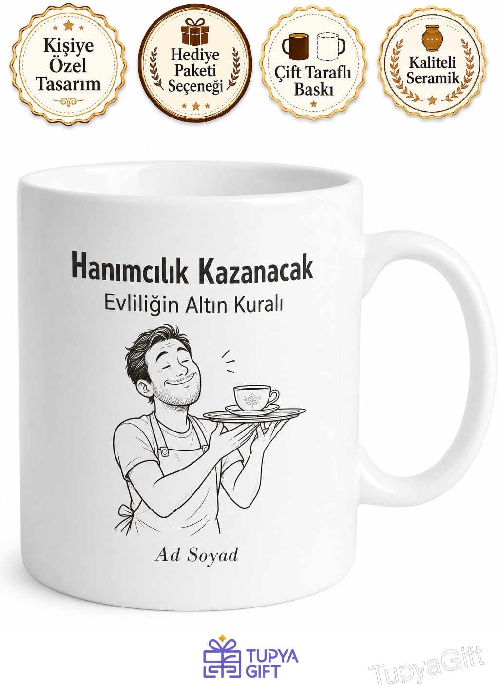 Hanımcılık Kazanacak Evliliğin Altın Kuralı Esprili Erkek Kupası Hediye Bardak