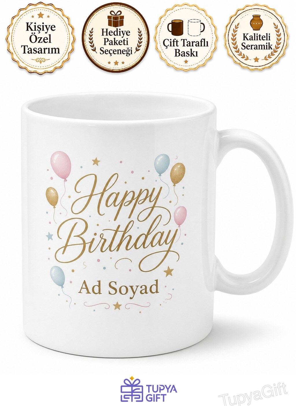 Happy Birthday Baskılı Doğum Günü Kutlama Kupası İngilizce Hediye Bardak