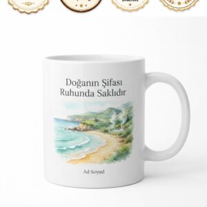 Hatay Erzin Burnaz Plajı İçmeler Kaplıcası Şifalı Sular Doğa Ruhu Kupa Bardak Hediye