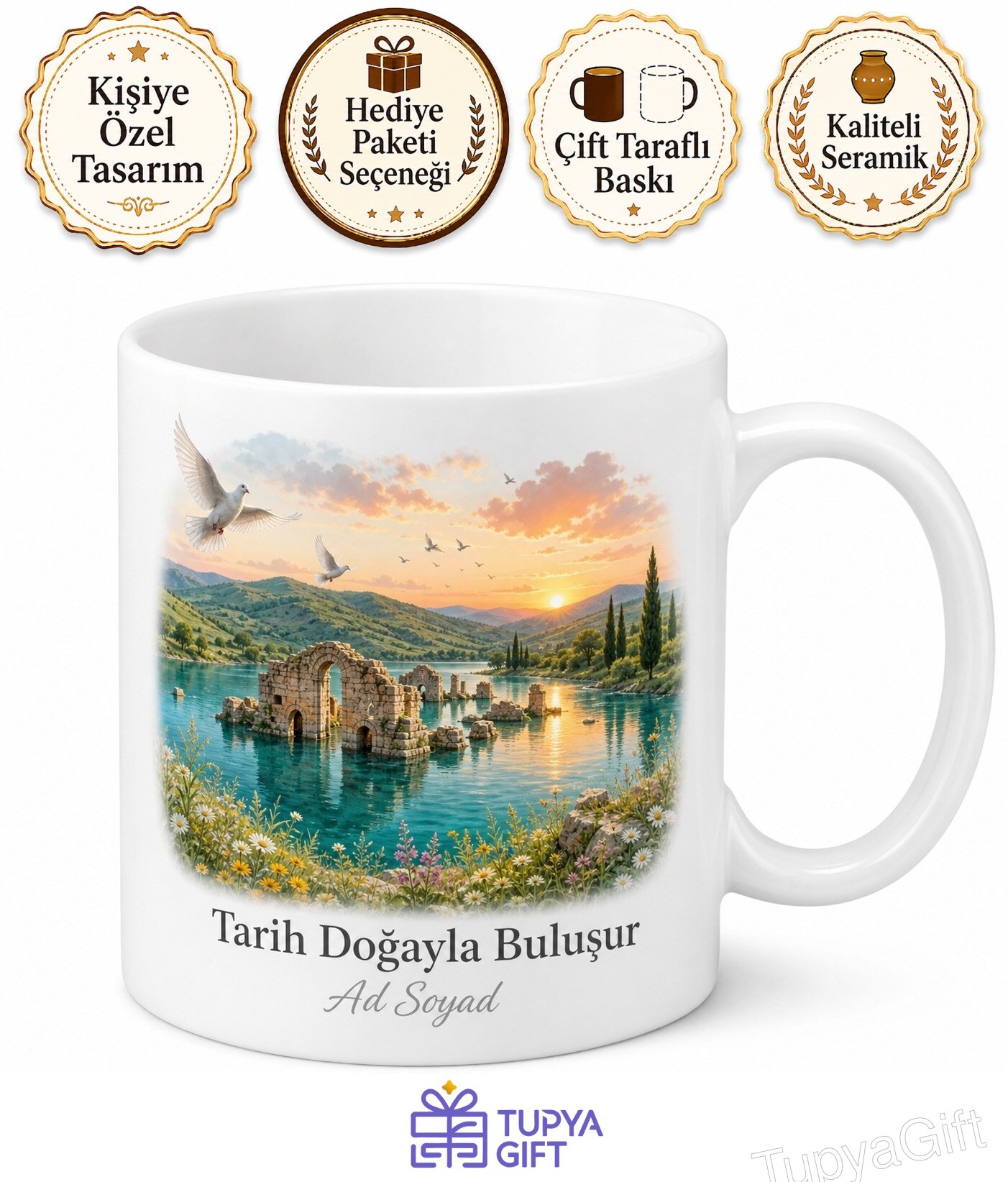 Hatay Reyhanlı Yenişehir Gölü Tarihi Kalıntılar Doğa Güzelliği Kupa Bardak Hediye