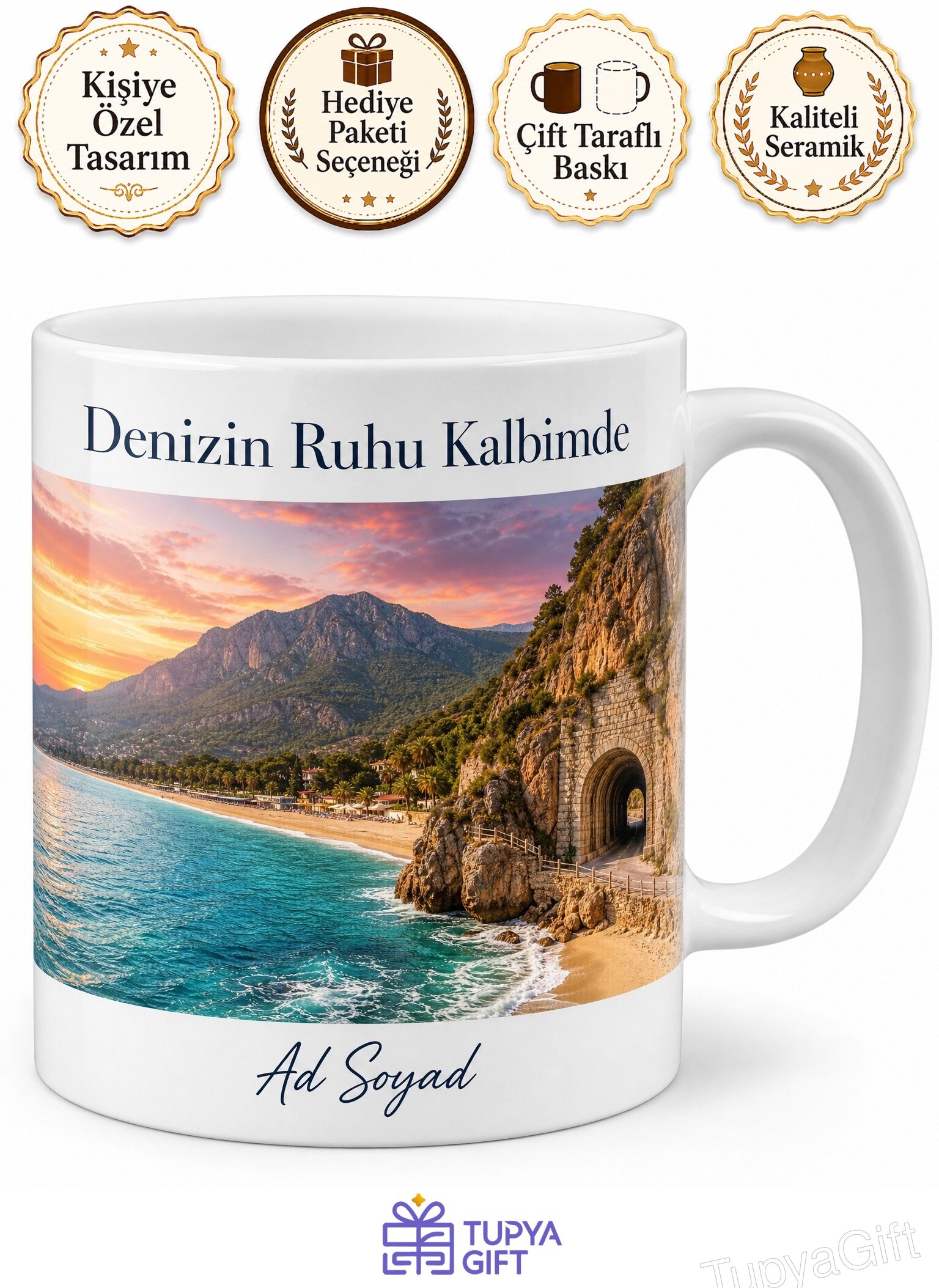 Hatay Samandağ Titus Tüneli Çevlik Sahili Keldağ Manzarası Deniz Ruhu Kupa Bardak Hediye
