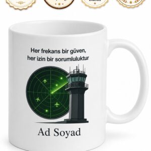 Hava Trafik Kontrolörüne Kule İzni Radar Ekranı Odak Kupası Hediye Bardak