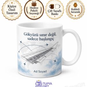 Havacılık Uçuş Rotaları Kanat Profili Gökyüzü Macerası Kupa Bardak Hediye