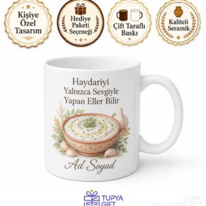 Haydari Yapan Anneye Süzme Yoğurtlu Sarımsaklı Meze Kupa Bardak Hediye