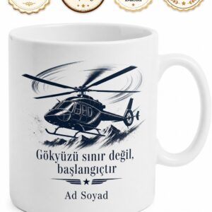 Helikopter Pilotuna Dikey Kalkış Pervane Sesi Adrenalin Kupa Bardak Hediye