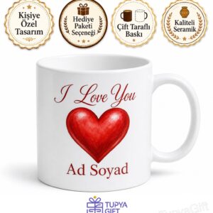 I Love You Yazılı Seni Seviyorum İngilizce Kupa Bardak Sevgiliye Hediye