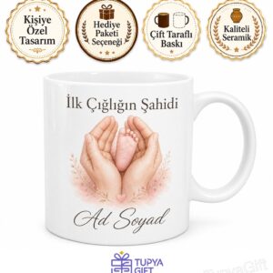 İlk Çığlığın Şahidi Ebesi Kupa Bardak Ebeye Özel Tasarım Hediye