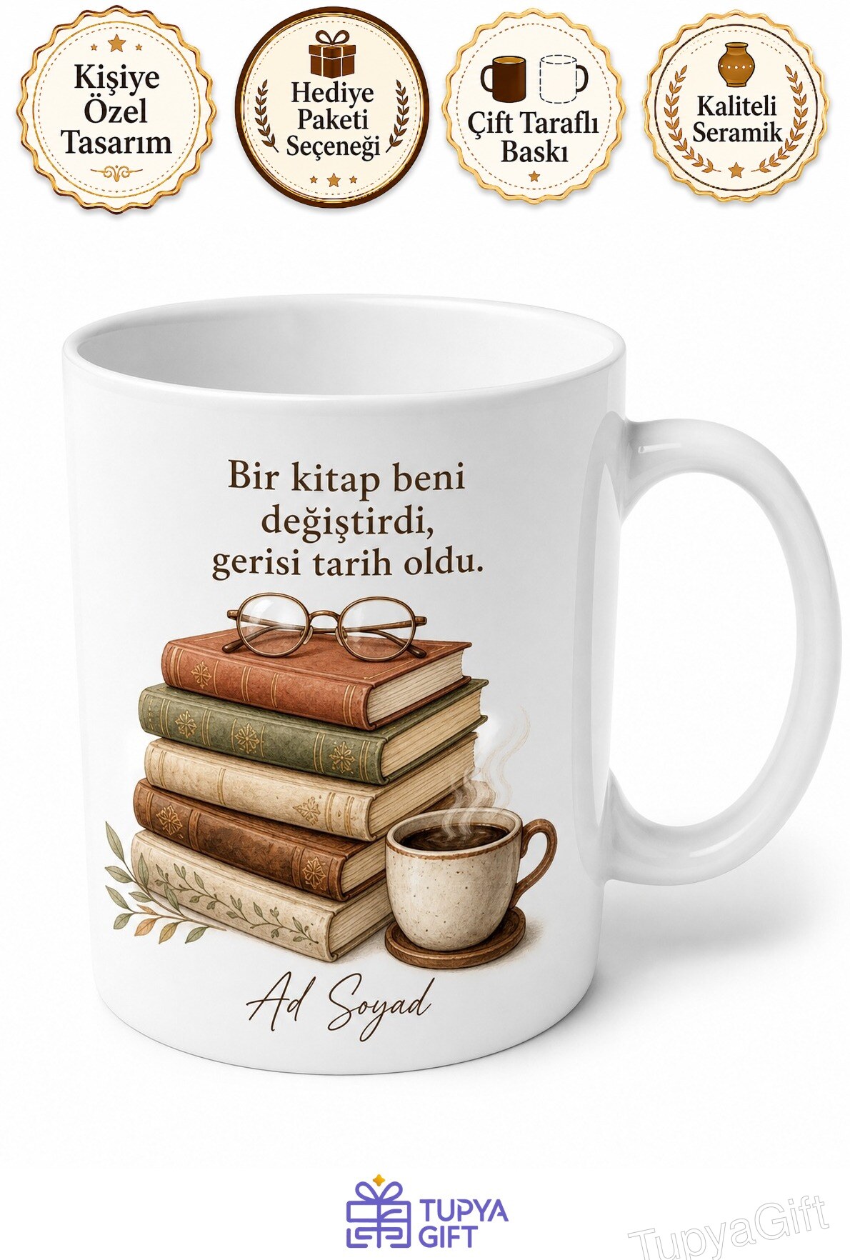 İmza Günü Bekleyenlere Favori Yazar Kitap Kurdu Hediye Kupa Bardak