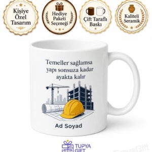 İnşaat Mühendisi Baret Şantiye Temel Atma Töreni Hediye Kupa Bardak