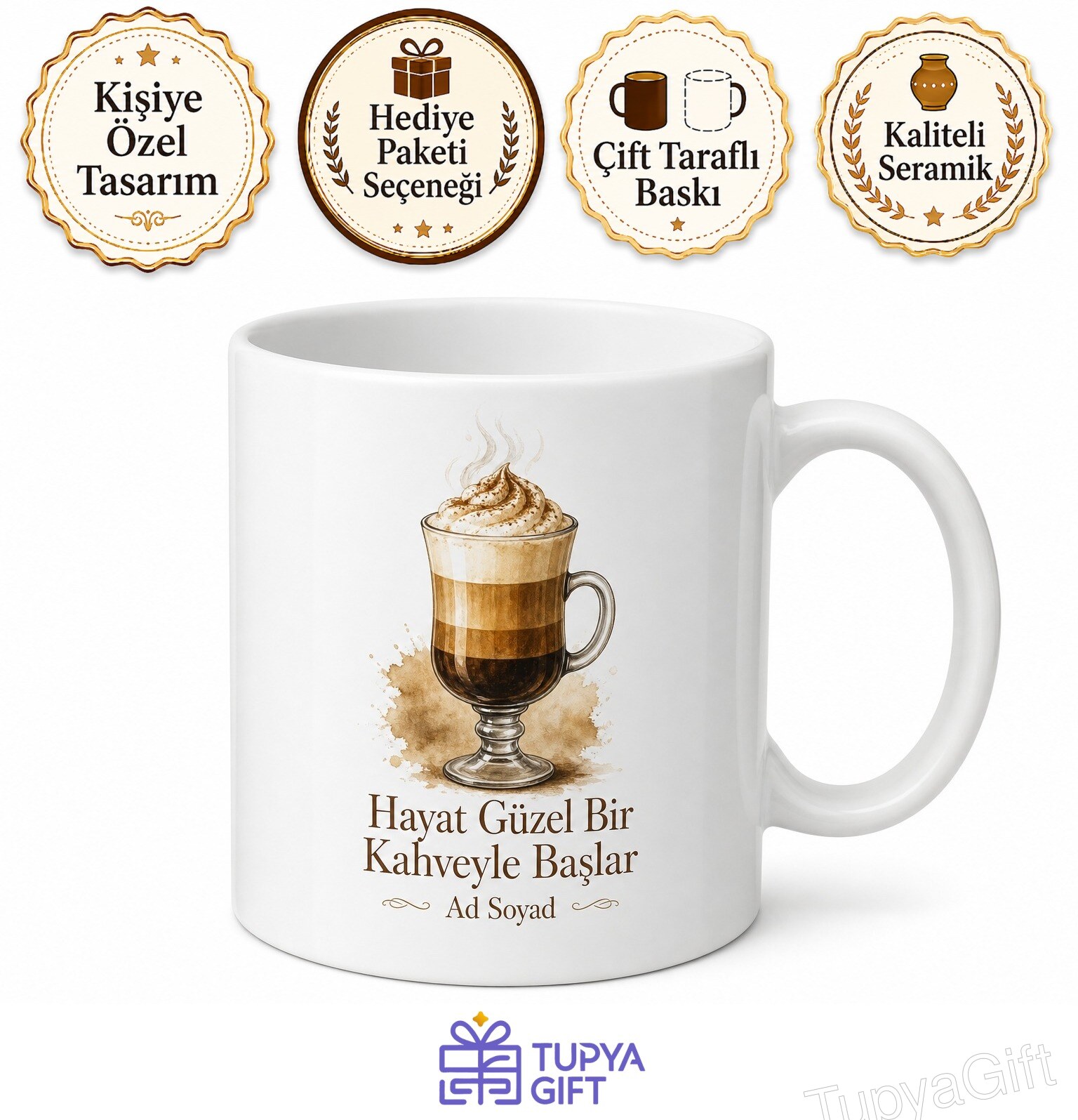 Irish Coffee İçenlere İrlanda Kahvesi Kupa Bardak Özel Tasarım Hediye