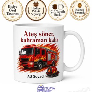 İtfaiyeci Alev Savaşçısı Kırmızı İtfaiye Aracı Kahraman Kupa Bardak Hediye