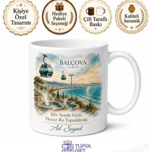 İzmir Balçova Teleferik İnciraltı Sahili Agamemnon Kaplıcaları Termal Şifa Kupa Bardak Hediye