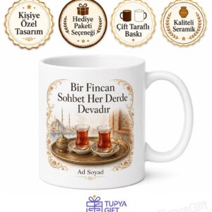 Kahveciye Çay Demleyenlere Kıraathane Sohbeti Çay Tepsisi İnce Belli Bardak Kupa Hediye