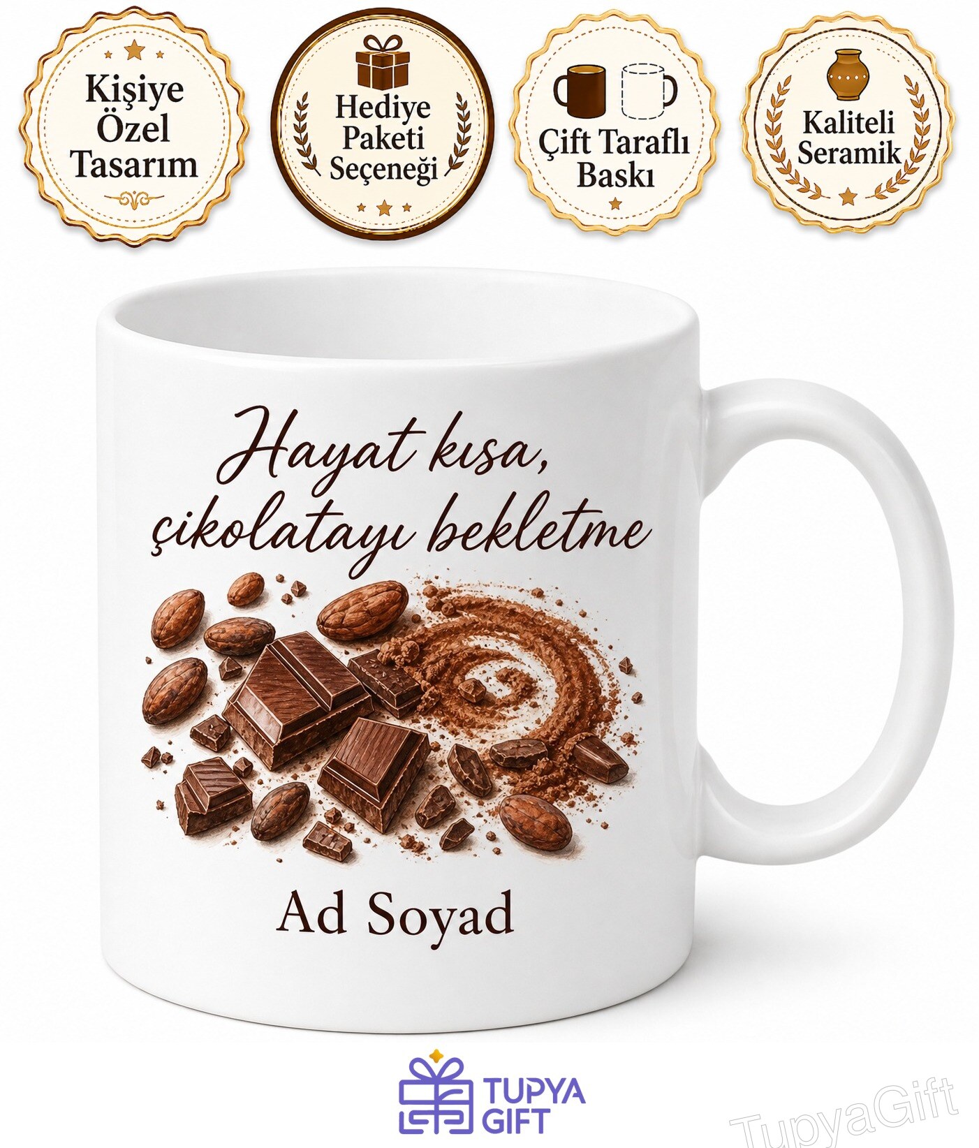 Kakao Çekirdeği Toz Kakao Çikolata Yapımı Tatlı Krizi Kupa Bardak Hediye