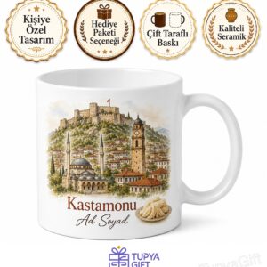 Kastamonu Kalesi Saat Kulesi Nasrullah Camii Çekme Helva Temalı Kahve Kupa Bardak Hediye