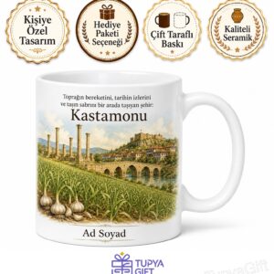 Kastamonu Taşköprü Sarımsak Tarlaları Pompeiopolis Antik Kenti Tarihi Köprü Kupa Bardak Hediye