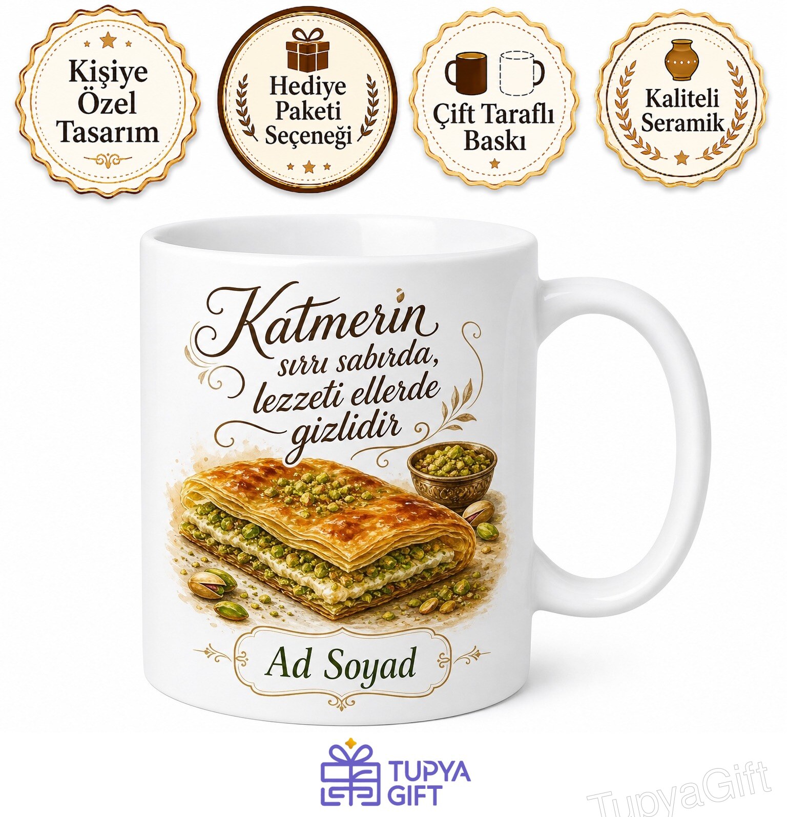 Katmer Yapanlara Antep Katmeri Kaymaklı Katmer Kupa Bardak Hediye