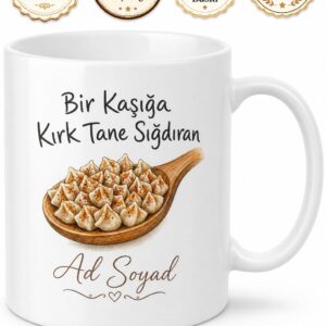 Kayseri Mantısı Tahta Kaşık Bir Kaşığa Kırk Tane Sığdıran Kupa Bardak Hediye
