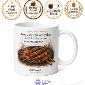 Kebapçıya Köz Ateşi Urfa Adana Şiş Çevirme Ocakbaşı Çay Kupası Hediye