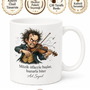 Kemanın Tellerini Koparan Asabi Virtüöze Sakinleştirici Klasik Kupa Bardak Hediye