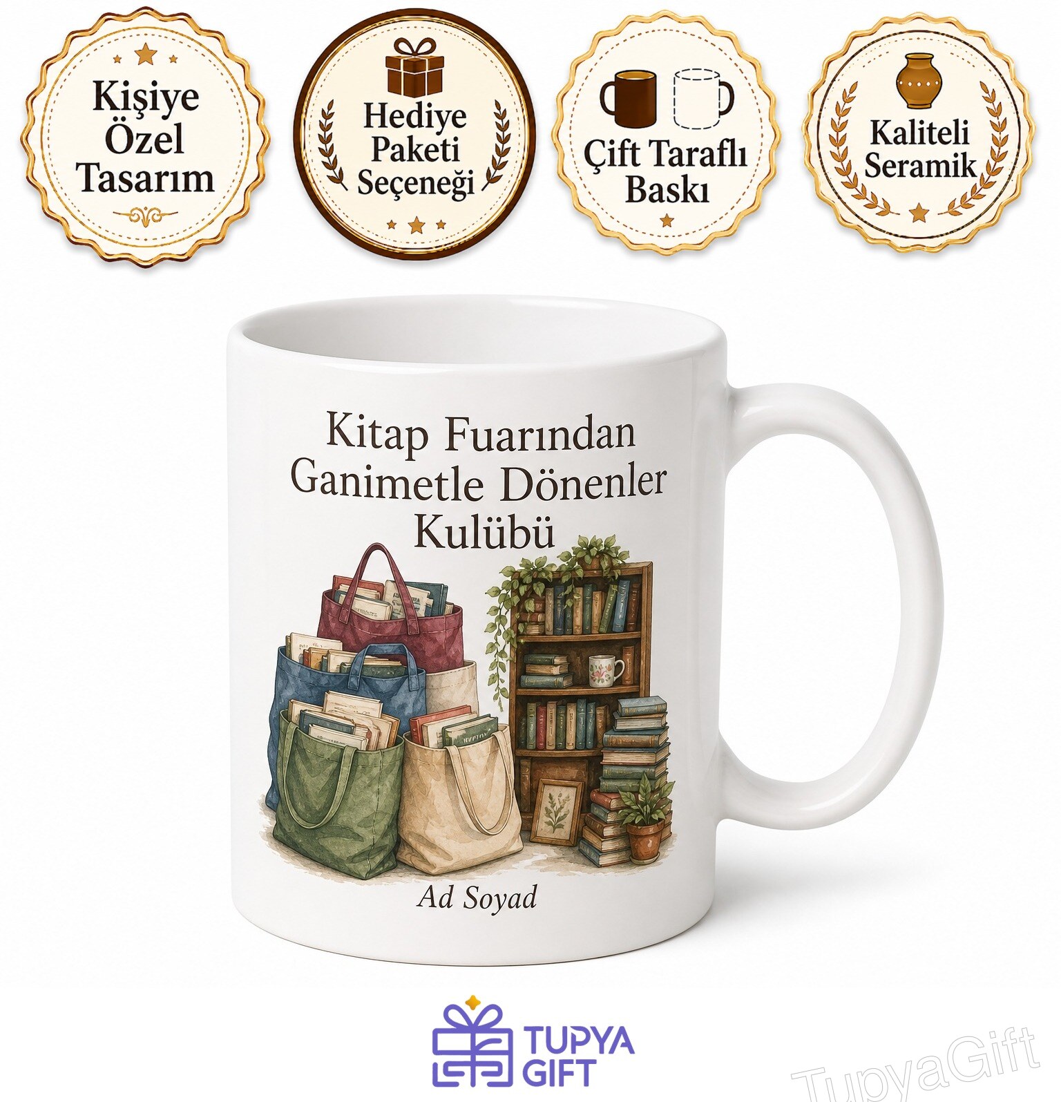 Kitap Fuarı Ganimetleri Torba Torba Kitap Kitaplık Kupa Bardak Hediye