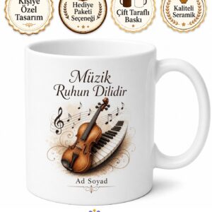 Klasik Müzik Keman Piyano Tuşları Beethoven Batı Müziği Temalı Kupa Bardak Hediye