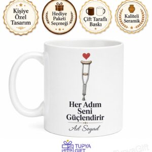 Koltuk Değneği Kırık Bacak İyileşme Süreci Destek Hediye Porselen Kupa Bardak