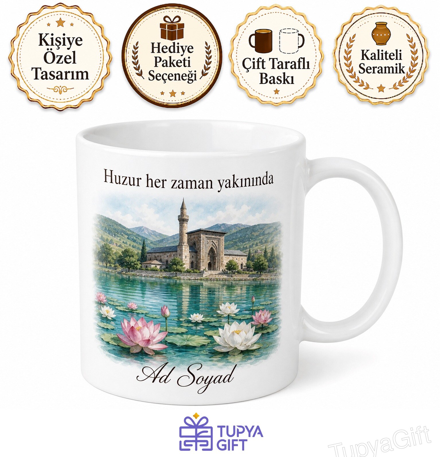 Konya Beyşehir Gölü Eşrefoğlu Camii Nilüfer Çiçekleri Göller Yöresi Kupa Bardak Hediye