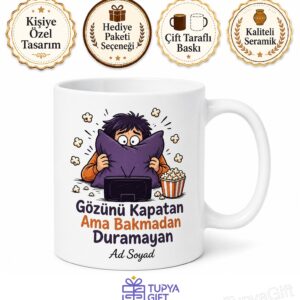 Korku Filmi İzlerken Gözünü Kapatanlara Yastık Arkası Gerilim Kupa Hediye Bardak