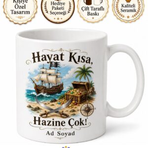 Korsan Gemisi Ve Hazine Sandığı Esprili Macera Kupası Hediye Bardak