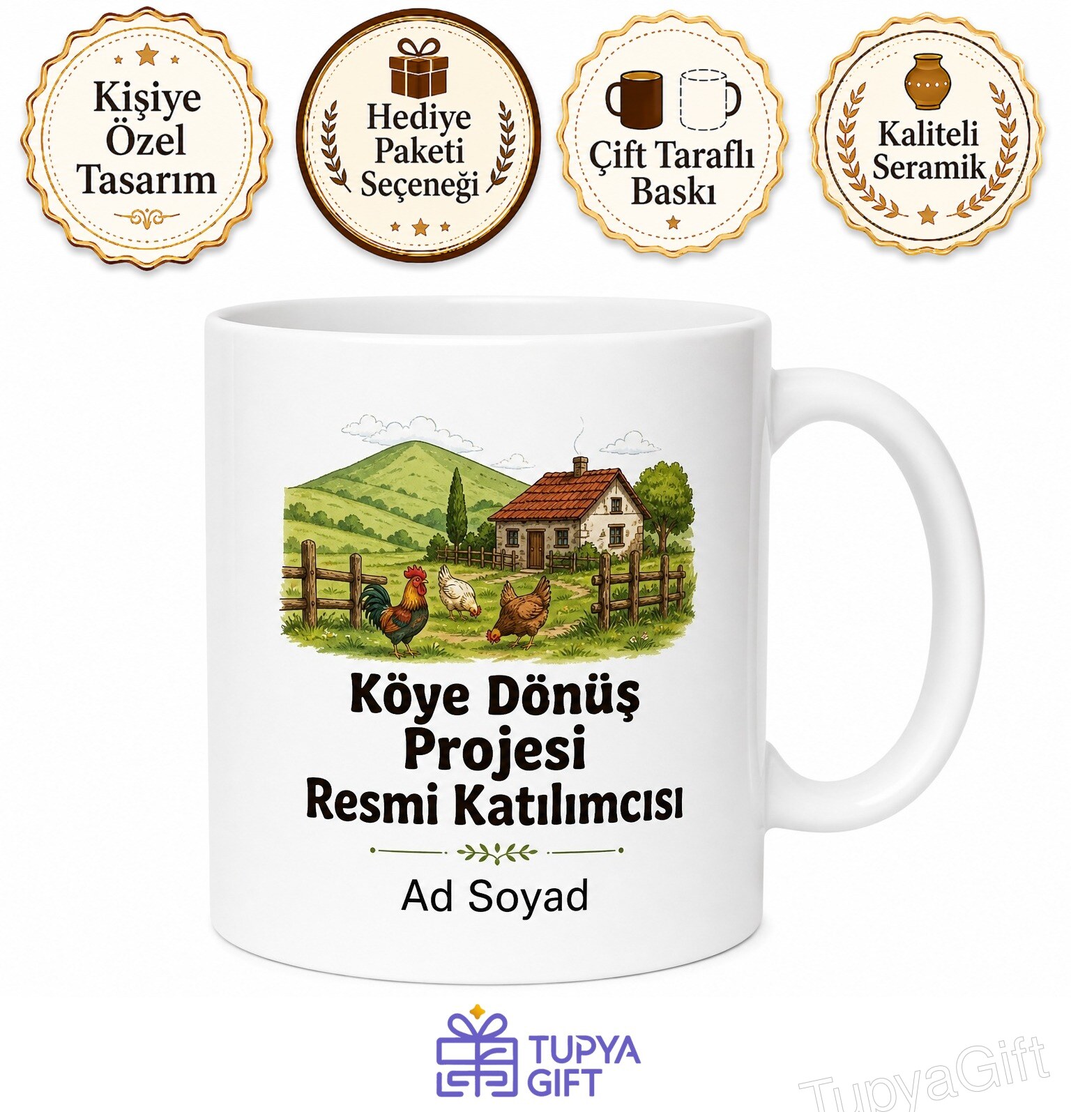 Köye Dönüş Projesi Esprili Kupa Bardak Şehir Hayatından Bıkanlara Komik Hediye