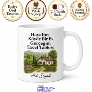 Köyüne Dönmek İsteyen Şehirli Esprili Beyaz Yakalı Kupa Bardak Hediye