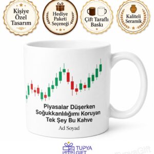 Kripto Mum Grafikleri Kupası Trader Hediye Baskılı Porselen Bardak