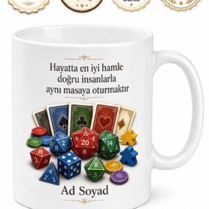 Kutu Oyunu Oynayanlara Zar Strateji Kartları Oyun Gecesi Hediye Kupa Bardak