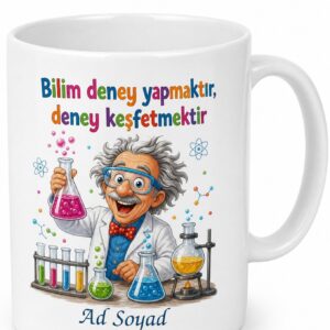 Laboratuvarda Deney Yapan Çılgın Fen Bilgisi Öğretmeni Kupa Bardak Hediye