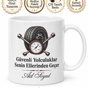 Lastikçiye Hediye Oto Lastikçi Kupa Lastik Değişimi Bijon Hava Basıncı Bardak