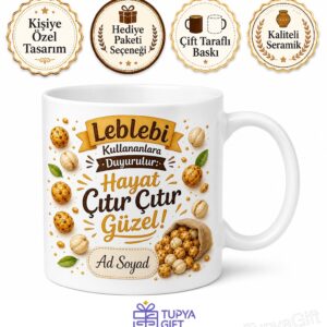 Leblebi Kullananlara Çorum Leblebisi Sarı Beyaz Çıtır Leblebi Kupa Bardak Hediye
