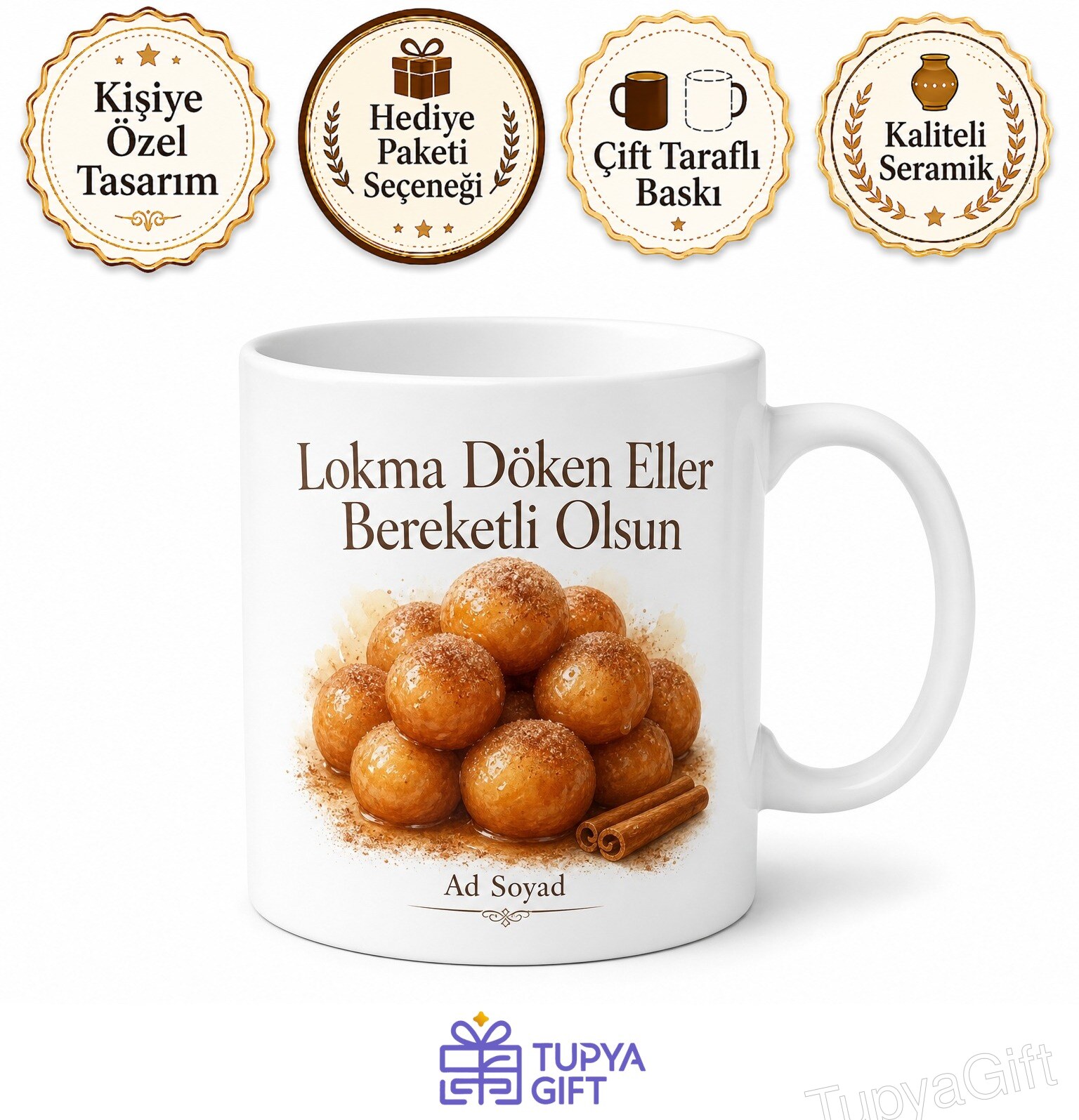 Lokma Dökenlere Tarçınlı Lokma Hayır Lokması Kupa Bardak Hediye