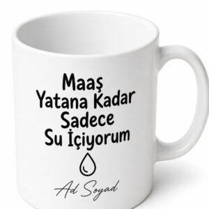 Maaş Yatana Kadar Sadece Su İçiyorum Esprili Ay Sonu Kupası Hediye Bardak