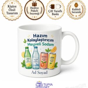 Maden Suyu İçenlere Meyveli Soda Hazım Kolaylaştırıcı Kupa Bardak Hediye