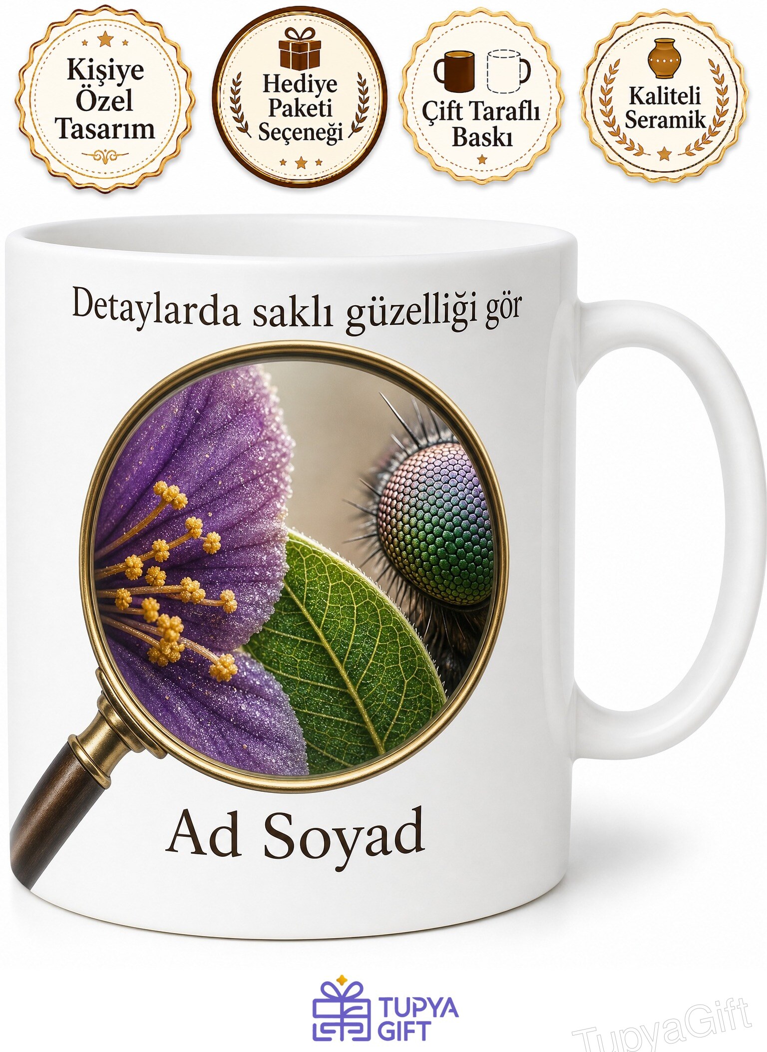 Makro Fotoğrafçılara Büyüteç Etkisi Çiçek Özü Detay Gözlem Böcek Gözü Kupa Hediye