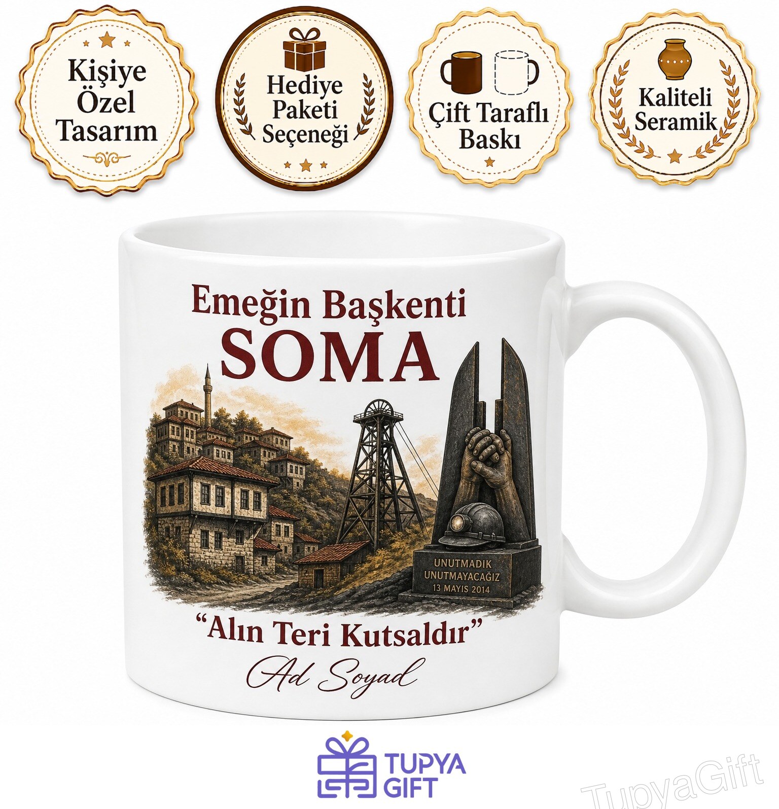 Manisa Soma Maden Şehitliği Tarihi Evler Linyit Madenleri Emeğin Başkenti Kupa Bardak Hediye