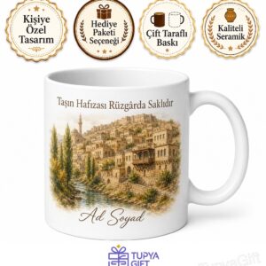 Mardin Savur Evleri Dere İçi Kavak Ağaçları Minyatür Taş Kupa Bardak Hediye