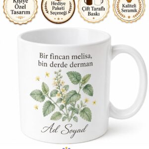 Melisa Çayı İçenlere Şifa Çayı Kupa Bardak Hediye Porselen Kupa
